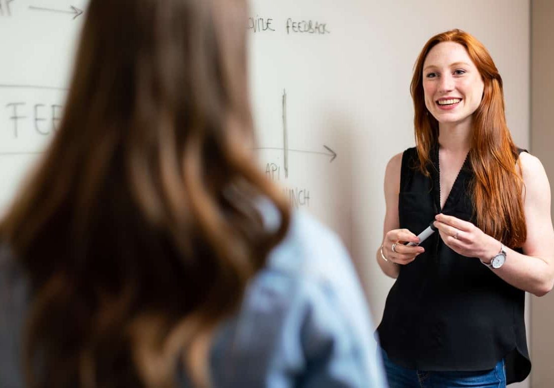 teacher speaking to student